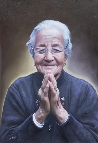 王鳳國《母親》，布面油畫，110cm×80cm，2012年
