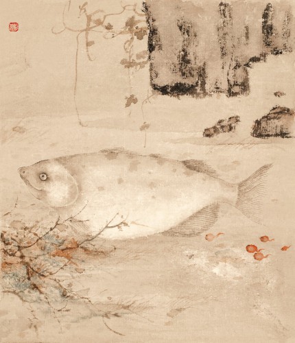 《靜潭》國畫    20 × 17cm    2025年    劉萬鳴作品
